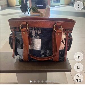 SOLD-Coach denim and leather Patchwork Tote